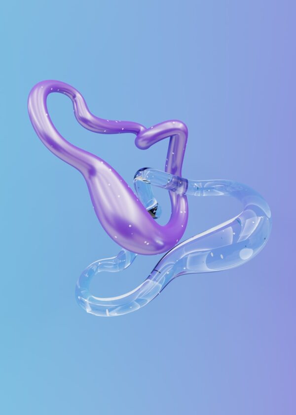 Abstract depiction of female reproductive organs.